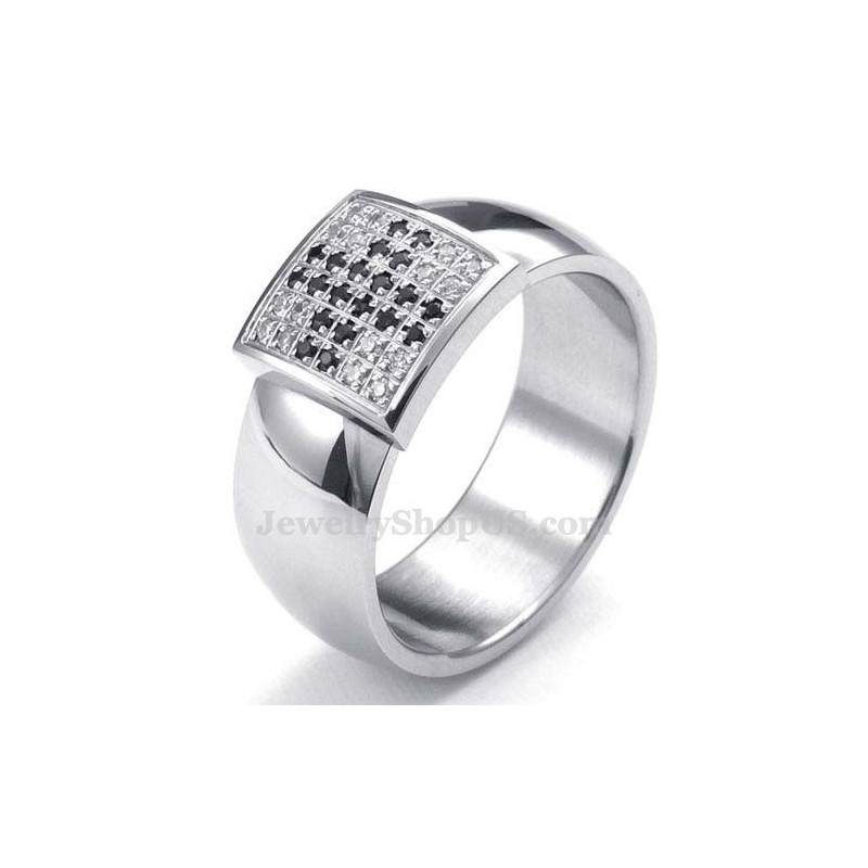 Titaniumring Med Hvid Zirkon