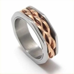 7 Mm Unisex Bølgering I Titanium Og Guld