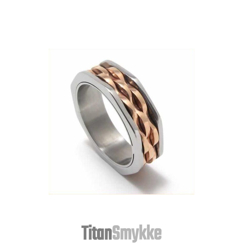 7 Mm Unisex Bølgering I Titanium Og Guld
