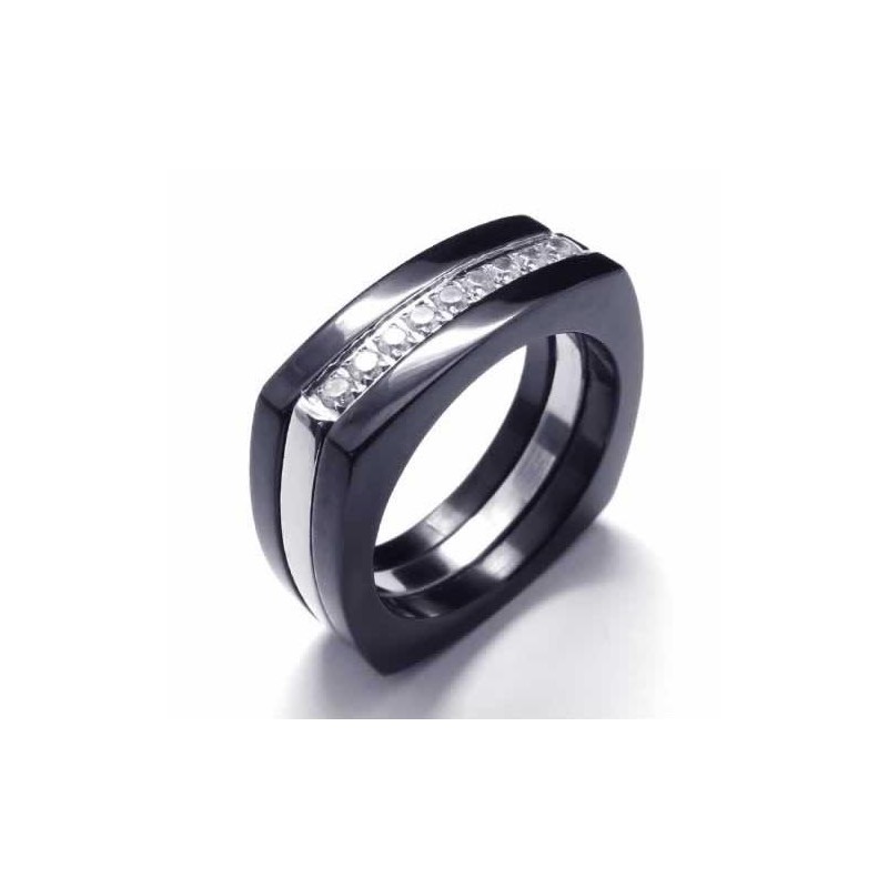 8 Mm Diamant Unisex Sort Titanium Ring