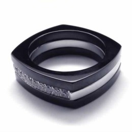8 Mm Diamant Unisex Sort Titanium Ring