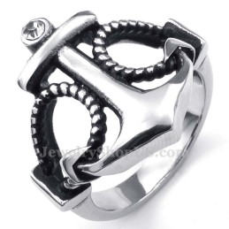 Titanium Anker Ring Med Hvid Zirkon