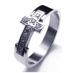 8 Mm Unisex Titaniumring Med Korsdiamant