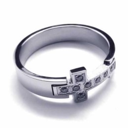 8 Mm Unisex Titaniumring Med Korsdiamant