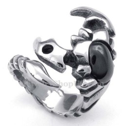 Titanium Skorpionring Med Sort Zirkon