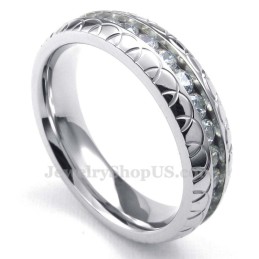 Titanium Rund Ring Med Hvid Zirkon