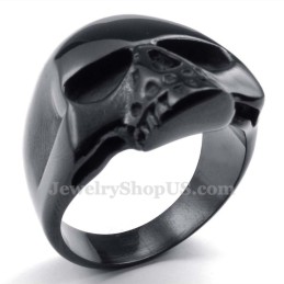 Sort Titanium Kranie Ring