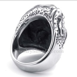 Titanium Kranie Ring Med Blå Zirkon