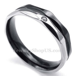 Sort Titanium Parring Med Hvid Zirkon