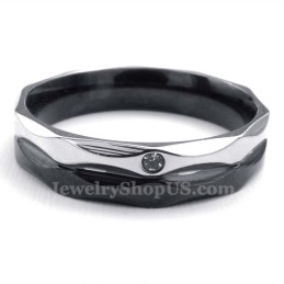 Sort Titanium Parring Med Hvid Zirkon