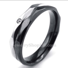Sort Titanium Parring Med Hvid Zirkon