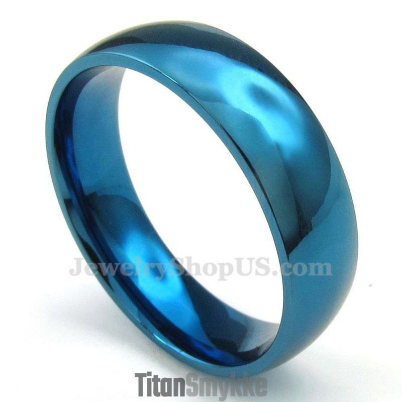 6 Mm Rund Blå Titanring