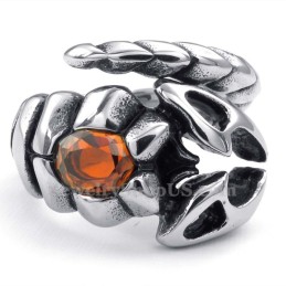 Titanium Skorpionring Med Rød Zirkon