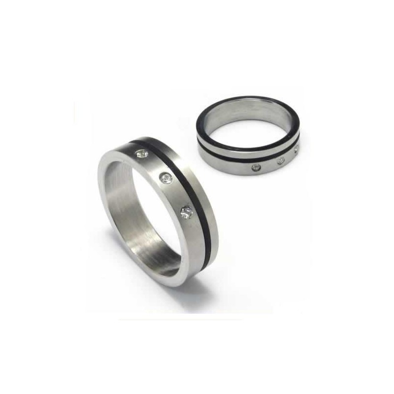 Diamantbesat 5 Mm Titanium- Og Sort Emaljering