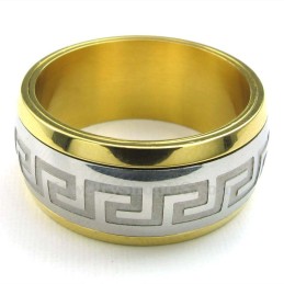 Guld Sølv Titanium Great Wall Mønster Ring