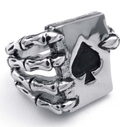 Titanium Skeleton Spøgelseshånd Spar Poker Fingerring