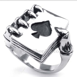 Titanium Skeleton Spøgelseshånd Spar Poker Fingerring