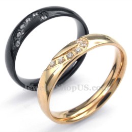 Sort Titanium Hjertering Med Hvid Zirkon