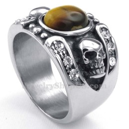 Titanium Kraniumring Med Ornamental Sten