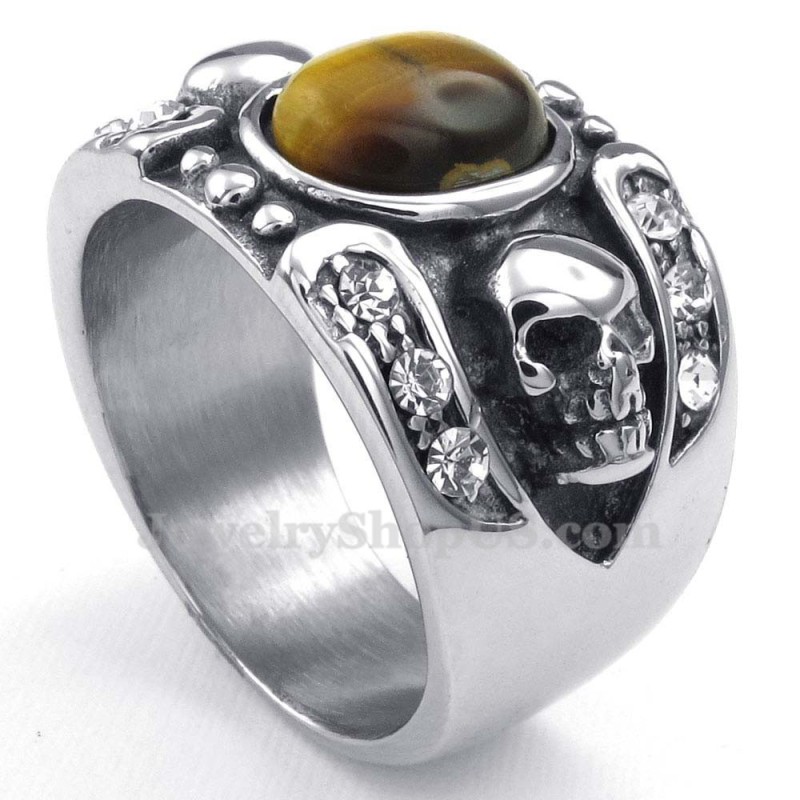 Titanium Kraniumring Med Ornamental Sten