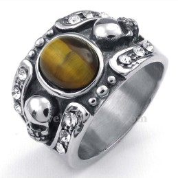 Titanium Kraniumring Med Ornamental Sten