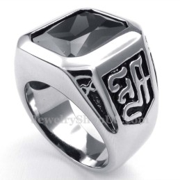 Titaniumring Med Sort Zirkon