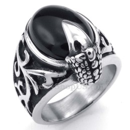 Ring Med Indlagt Sort Agat I Titanium