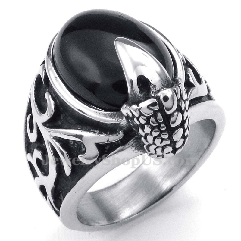 Ring Med Indlagt Sort Agat I Titanium