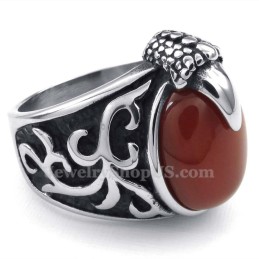 Titanium Rød Agat Indlagt Ring
