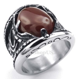 Titanium Rød Agat Indlagt Ring