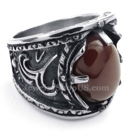 Titanium Rød Agat Indlagt Ring