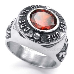 Titaniumring Med Rød Zirkon