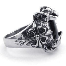 Ring Med Indlagt Sort Agat I Titanium