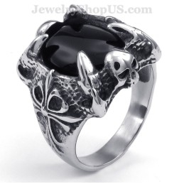 Ring Med Indlagt Sort Agat I Titanium