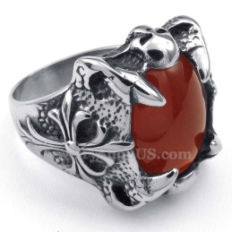 Titanium Rød Agat Indlagt Ring
