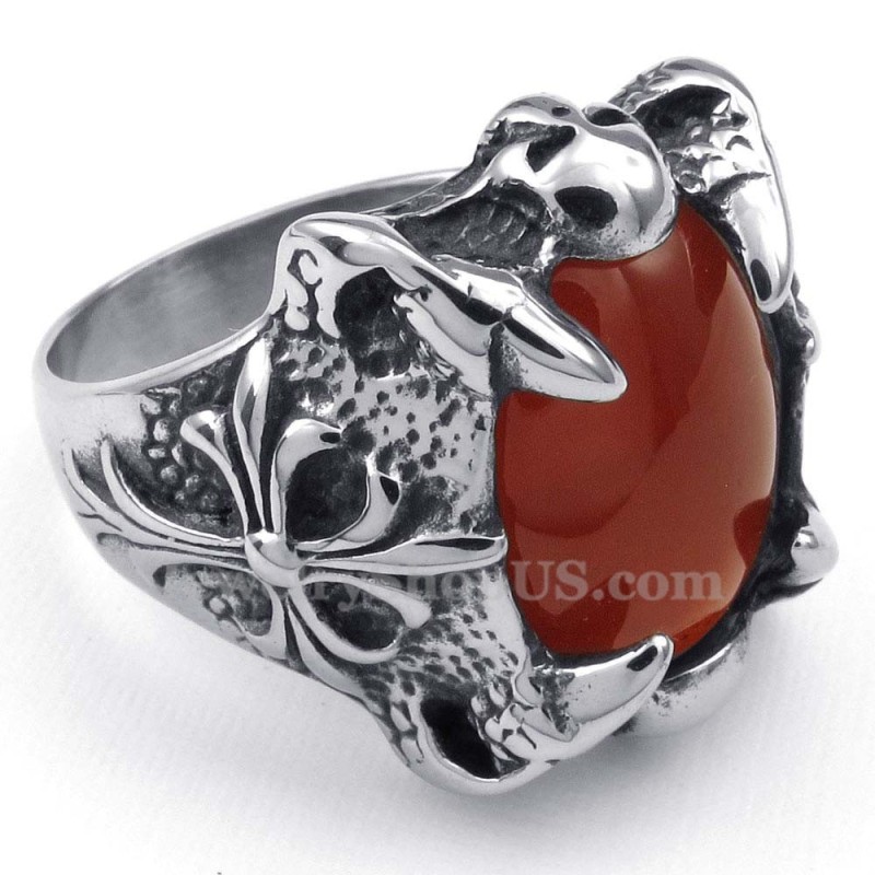 Titanium Rød Agat Indlagt Ring Titanium Rød Agat Indlagt Ring