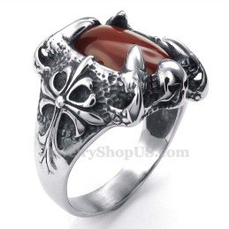 Titanium Rød Agat Indlagt Ring