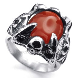 Titanium Rød Agat Indlagt Ring