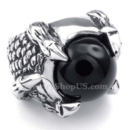 Ring Med Indlagt Sort Agat I Titanium