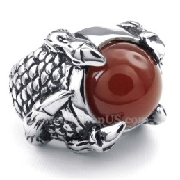 Ring Med Indlagt Sort Agat I Titanium