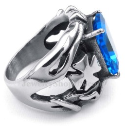 Titaniumring Med Blå Ornamental Sten