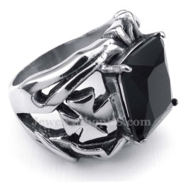 Titaniumring Med Sort Ornamental Sten