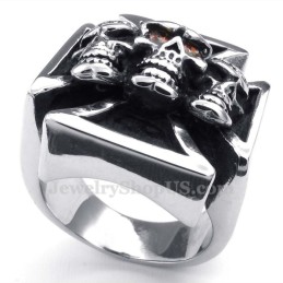 Titanium Kors Kraniering Med Røde Zirkon Øjne