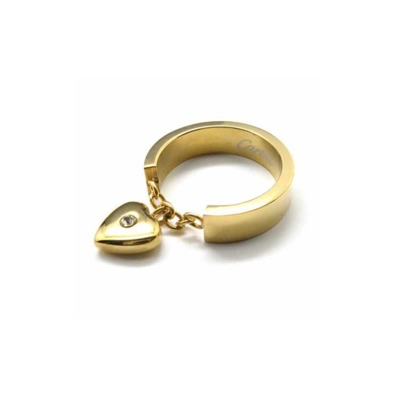 Diamantbesat 5 Mm Hjerteformet Titanium 18 Karat Guldring