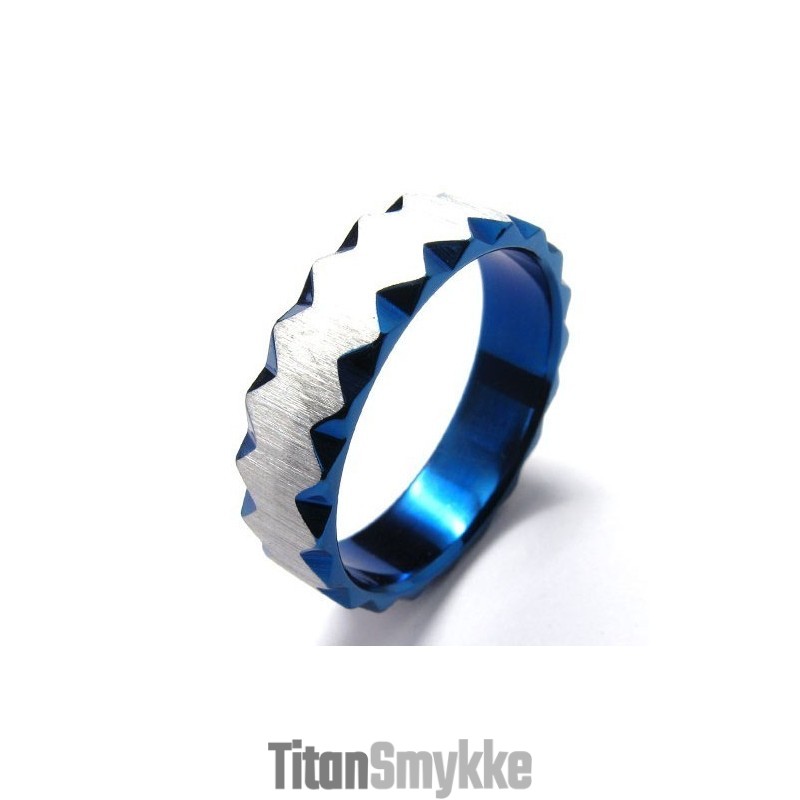 6 Mm Unisex Blå Titaniumring