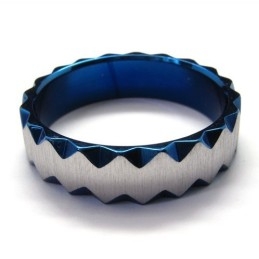6 Mm Unisex Blå Titaniumring