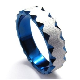 6 Mm Unisex Blå Titaniumring