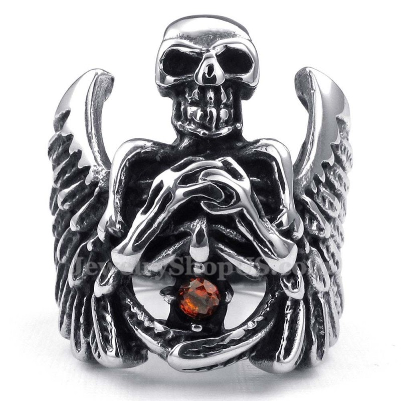 Titanium Kranie Ring Med Vinge