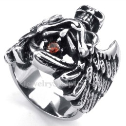 Titanium Kranie Ring Med Vinge