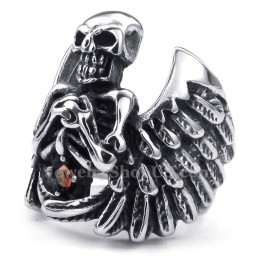Titanium Kranie Ring Med Vinge